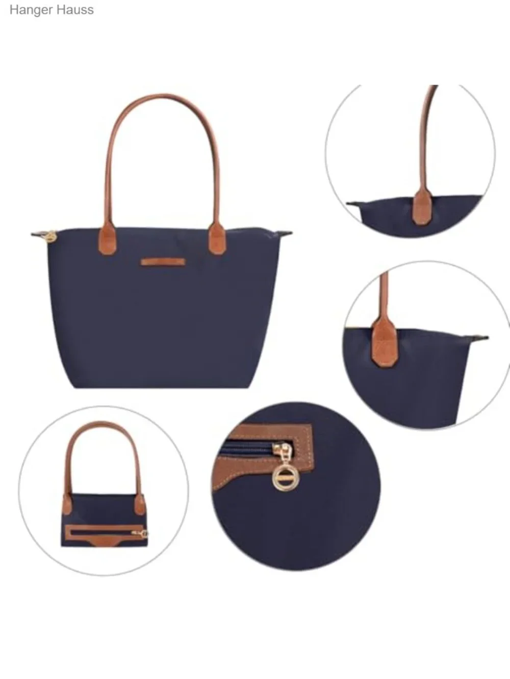 Waterproof Nylon Tote Bag Lightweight Designer Handbag with Zipper Stylish